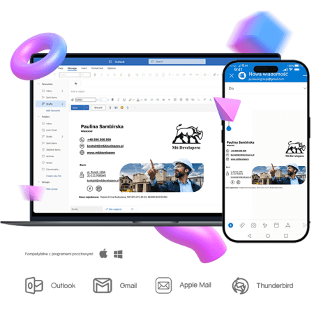 Projekt Grafika Stopki e-mail z kodowaniem HTML. Na Start dla małej firmy.